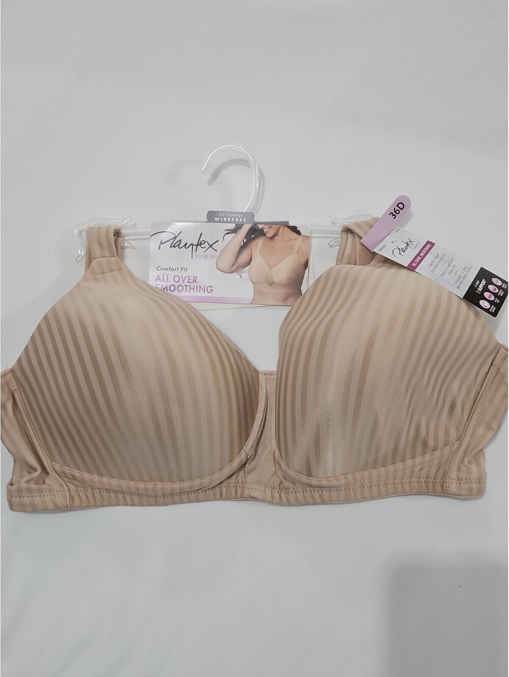 Playtex Secrets NoWire Bra Seamless No-Slip Comfort Strap Style4707 Size 36D NEW